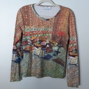 Unique Book-themed Shirt Sz L